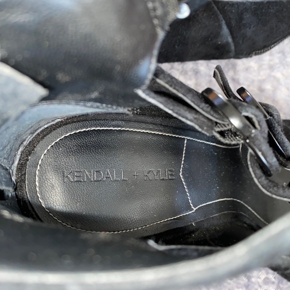 Kendall Kylie Black Suede Heels With Buckle’s and Back Zip at Heel - Picture 3 of 6